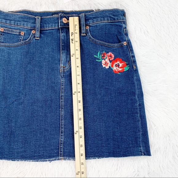J Crew Raw edge embroidered denim jean mini skirt - Picture 3 of 6